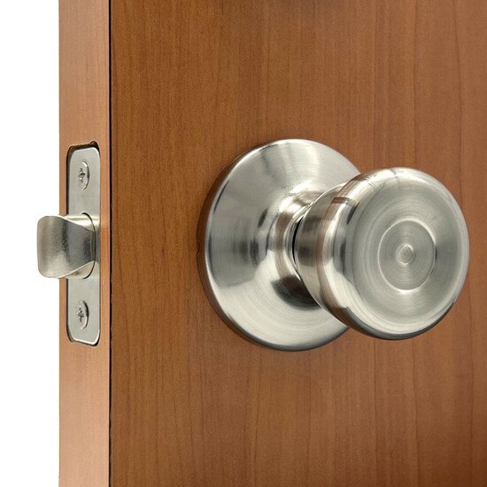 Satin Nickel Passage Door Knob | MFS Supply - 3/4 View in Door